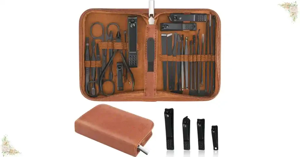 Stainless brand nail clipper set with leather case