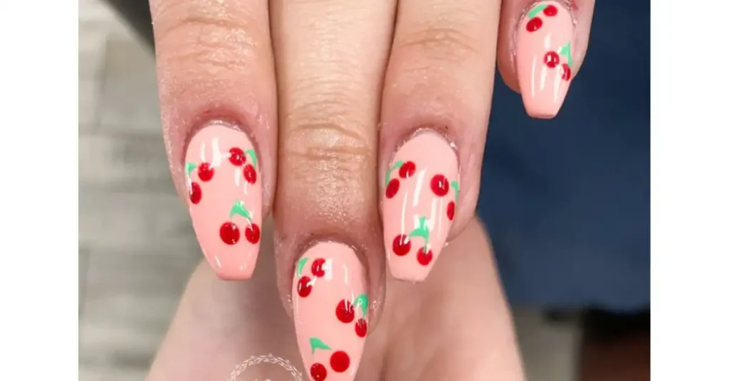 88. Cherries on top acrylic nails