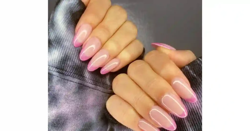 7. Hot pink holographic French tip acrylic nails