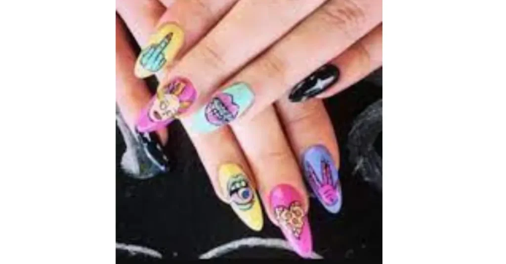 50. Groovy Chick 90s acrylic nails