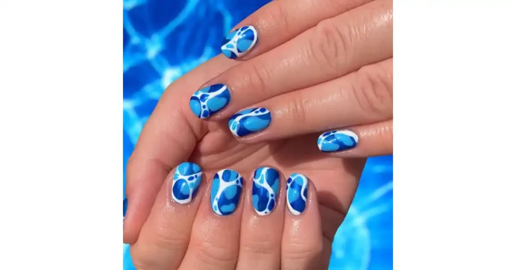 69. ‘By the pool’ summer holiday acrylic nail design