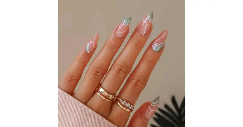 79. Almond swirl acrylic nails