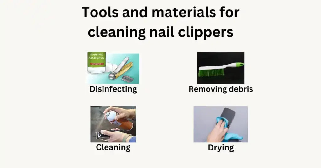 Tools and materials for cleaning nail clippers